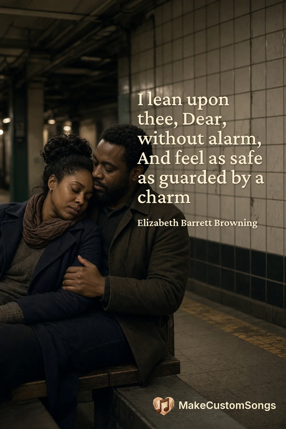 I lean upon thee, Dear, without alarm,
And feel as safe as guarded by a charm — Elizabeth Barrett Browning