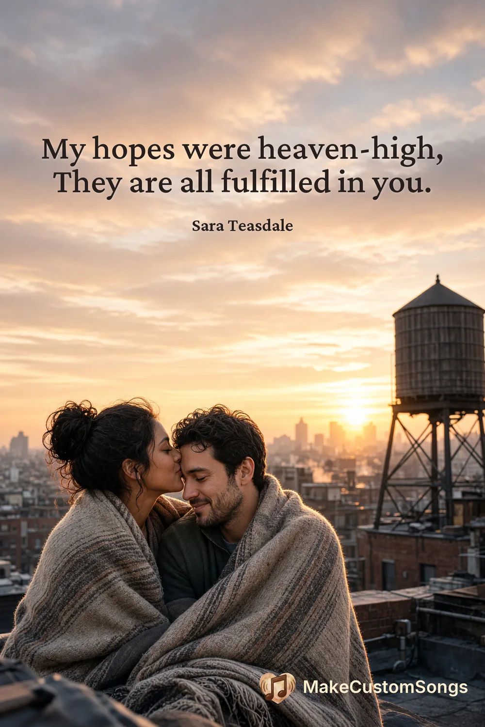 My hopes were heaven-high,
They are all fulfilled in you. — Sara Teasdale