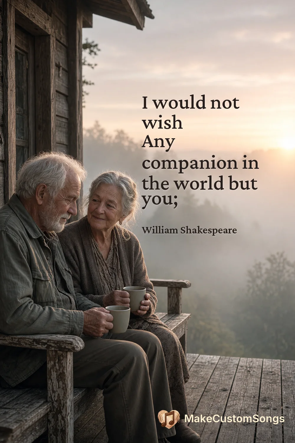 I would not wish
Any companion in the world but you; — William Shakespeare