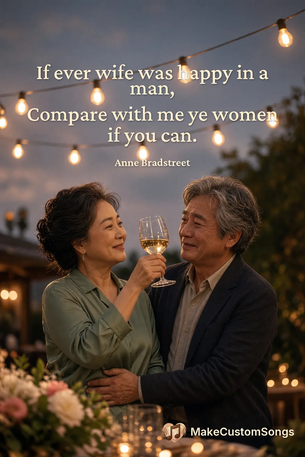 If ever wife was happy in a man,
Compare with me ye women if you can. — Anne Bradstreet
