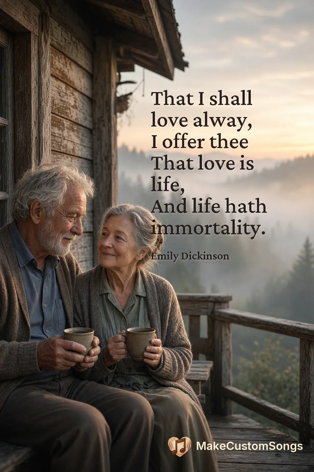 That I shall love alway,
I offer thee
That love is life,
And life hath immortality. — Emily Dickinson