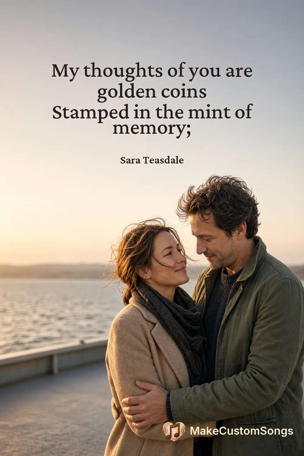 My thoughts of you are golden coins
Stamped in the mint of memory; — Sara Teasdale
