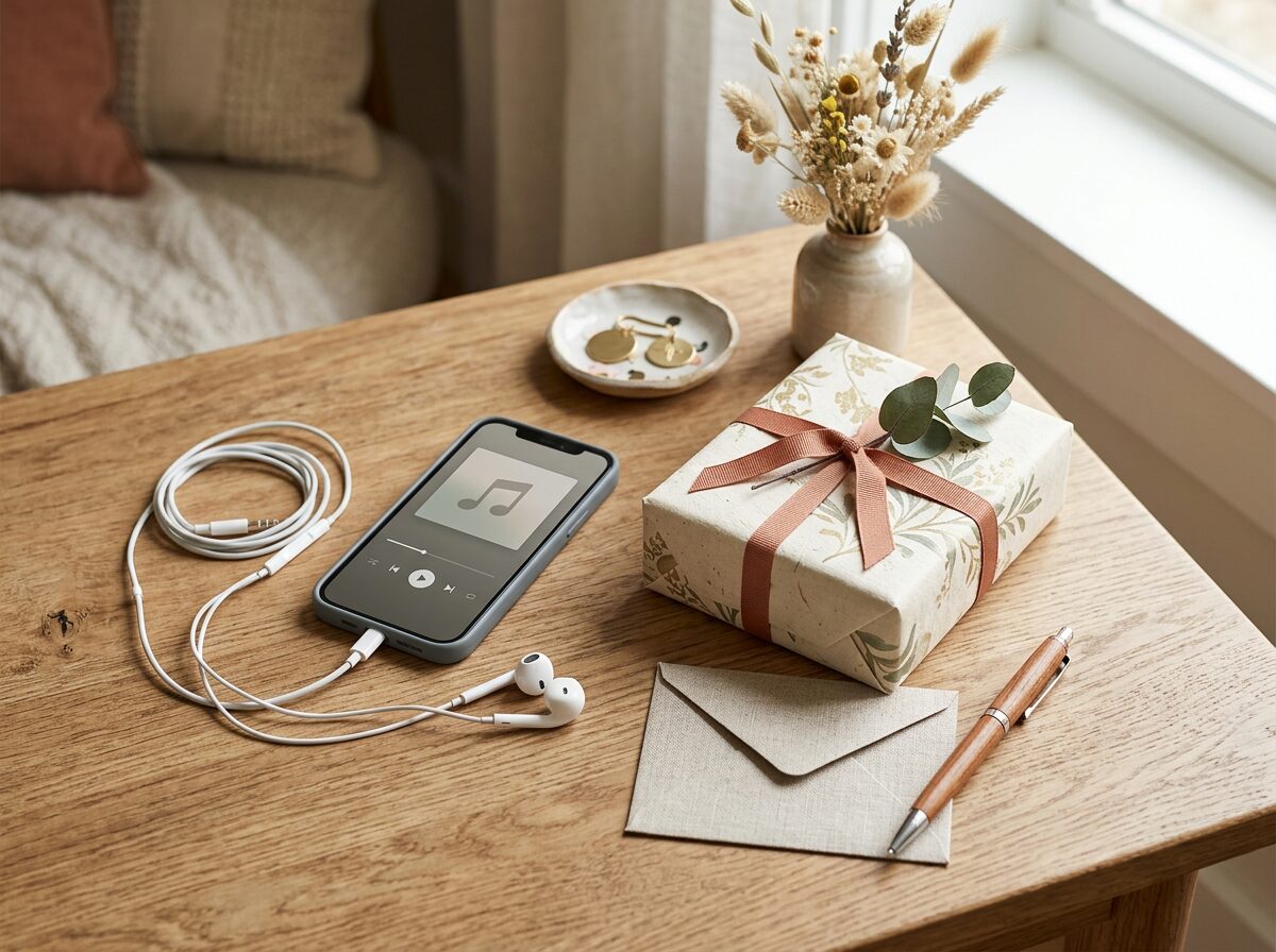 Custom music gift with headphones and personal notes