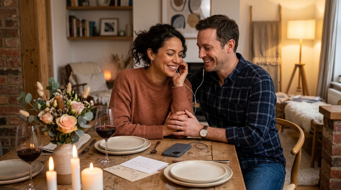 Couple celebrating an anniversary with a personalized song