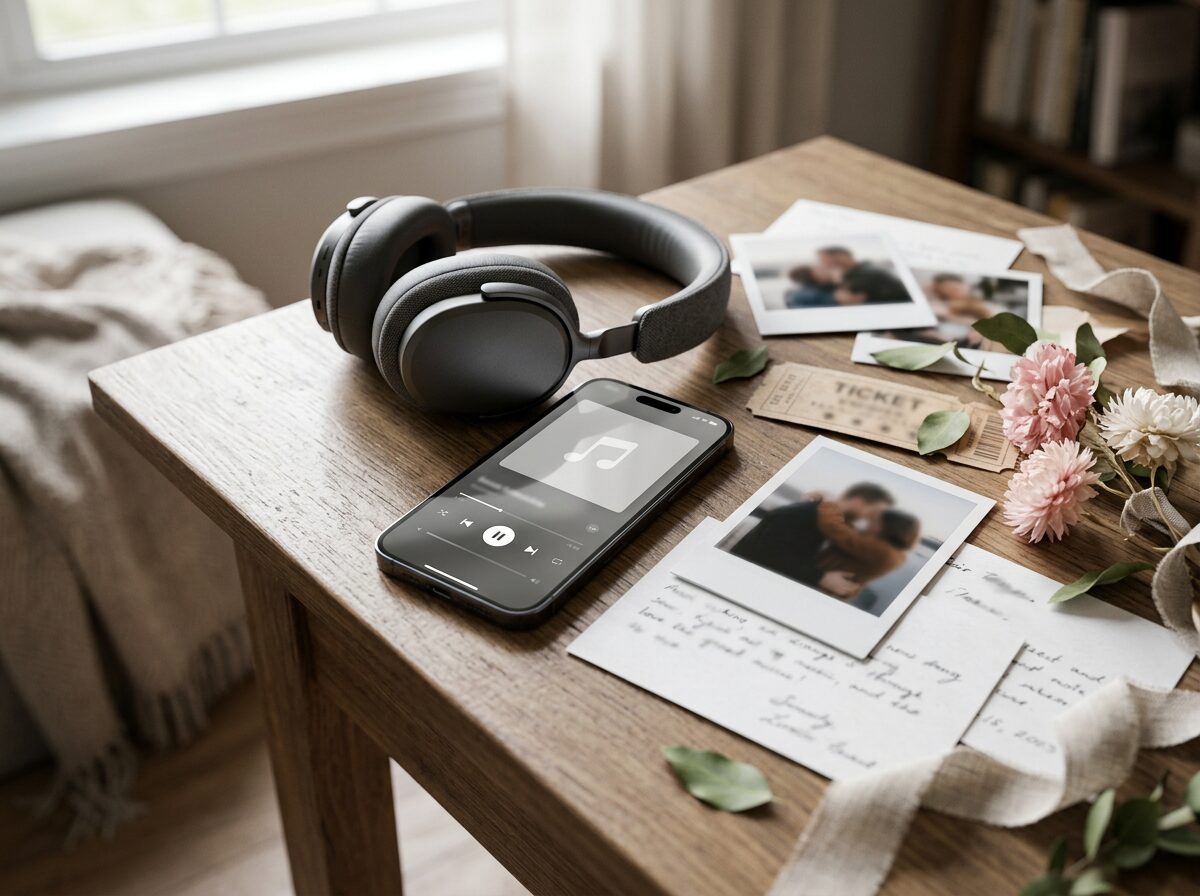 Anniversary song gift with memories from a relationship timeline